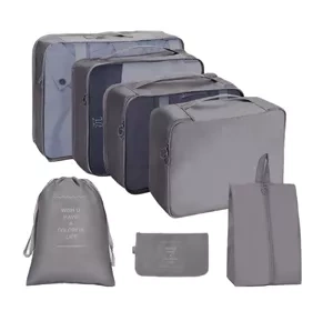 Ecarla Набор из 7 косметичек и органайзеров Серый