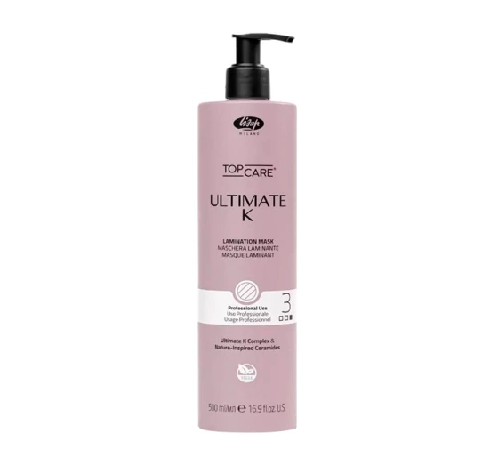 Натисніть на картинку, щоб її збільшити Lisap Milano Top Care Ultimate K ламінуюча маска для волосся Step 3 500 мл