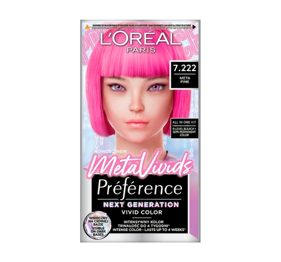 L'ORÉAL PARIS PRÉFÉRENCE METAVIVID ФАРБА ДЛЯ ВОЛОССЯ 7.222 META PINK