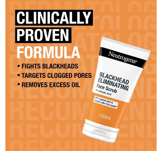 Натисніть на картинку, щоб її збільшити Neutrogena Blackhead Eliminating Face Scrub 2% Salicylic Acid пілінг для обличчя для шкіри з недоліками 150 мл