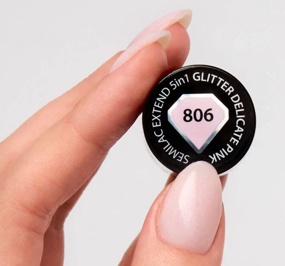 Нажмите на картинку, чтобы ее увеличить SEMILAC EXTEND 5в1 БАЗА ЛАК ТОП 806 GLITTER DELICATE PINK 7МЛ