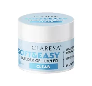 CLARESA SOFT & EASY ГЕЛЬ ДЛЯ НАРАЩИВАНИЯ НОГТЕЙ UV/LED CLEAR 45Г