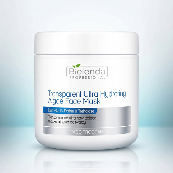 Bielenda Professional Aqua-Porin Ultra Effect прозора ультразволожуюча водоростева маска для обличчя 190 г