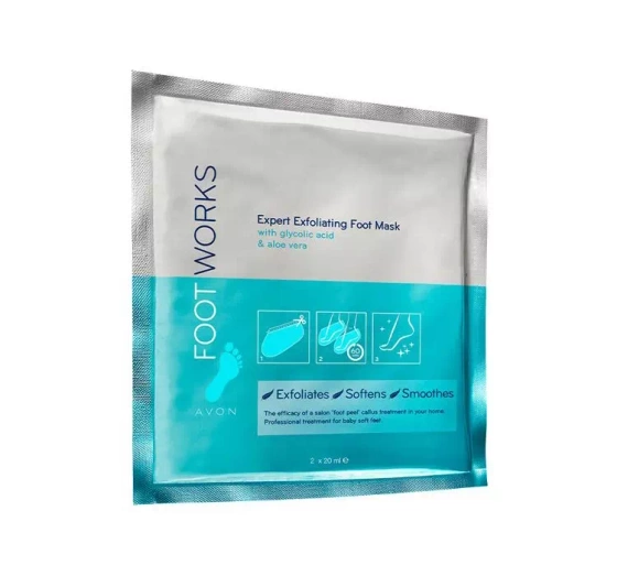 AVON FOOT WORKS ОТШЕЛУШИВАЮЩИЕ НОСКИ С ГЛИКОЛЕВОЙ КИСЛОТОЙ И АЛОЭ 40 МЛ