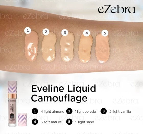 Eveline Cosmetics Liquid Camouflage криючий коректор для обличчя з гіалуроновою кислотою 02 Light Vanilla 7 мл