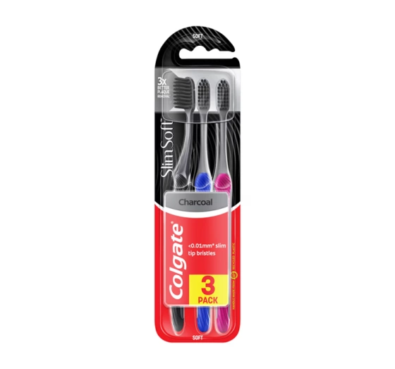 COLGATE SLIM SOFT CHARCOAL ЗУБНАЯ ЩЕТКА ULTRA SOFT 3 ШТ
