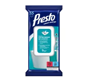 PRESTO ВЛАЖНЫЕ САЛФЕТКИ ДЛЯ ВАННОЙ КОМНАТЫ 55 ШТУК