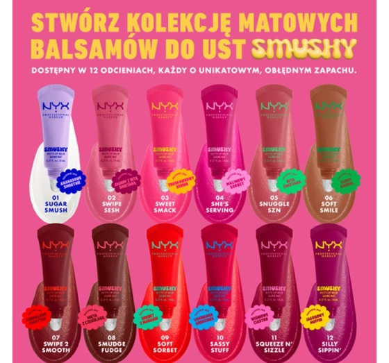 Натисніть на картинку, щоб її збільшити NYX Professional Makeup Smushy матовий бальзам для губ 08 Smudge Fudge 8 мл