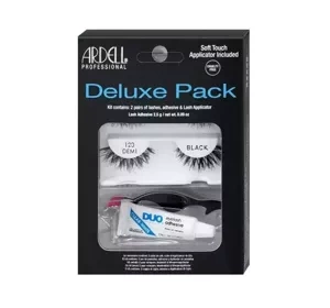ARDELL DELUXE PACK НАБОР РЕСНИЦ 2 ПАРЫ 120 DEMI BLACK + КЛЕЙ + АППЛИКАТОР