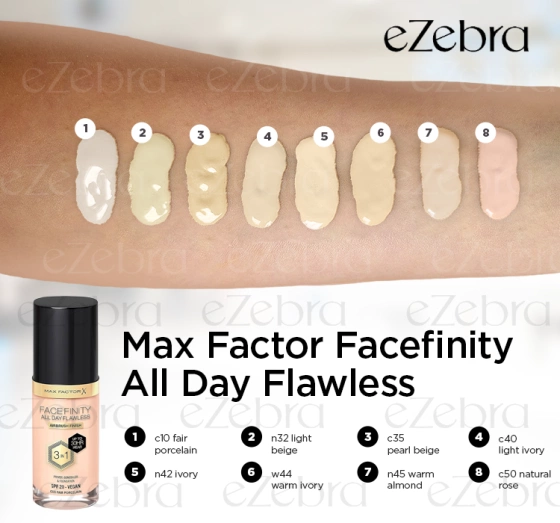 MAX FACTOR FACEFINITY ALL DAY FLAWLESS 3IN1 ВЕГАНСКОЕ ТОНАЛЬНОЕ СРЕДСТВО C50 NATURAL ROSE 30МЛ