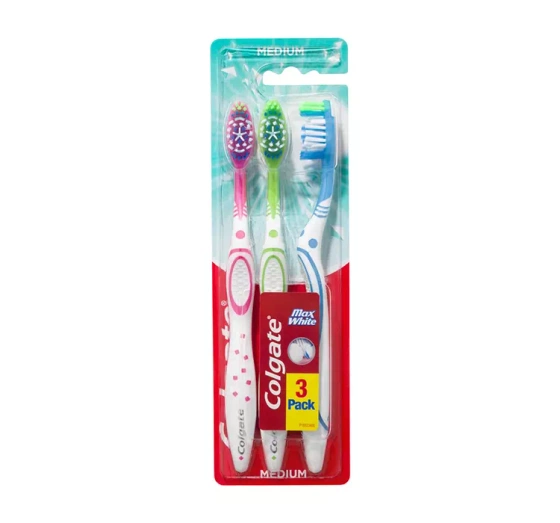 COLGATE MAX WHITE ЗУБНА ЩІТКА MEDIUM 3 ШТ