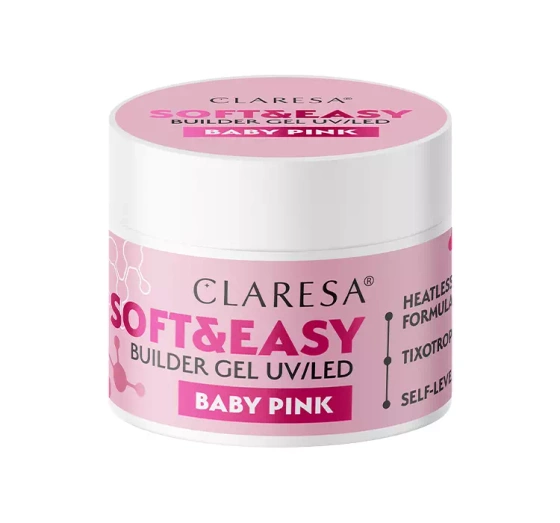 CLARESA SOFT & EASY ГЕЛЬ ДЛЯ НАРОЩУВАННЯ НІГТІВ UV/LED BABY PINK 45Г