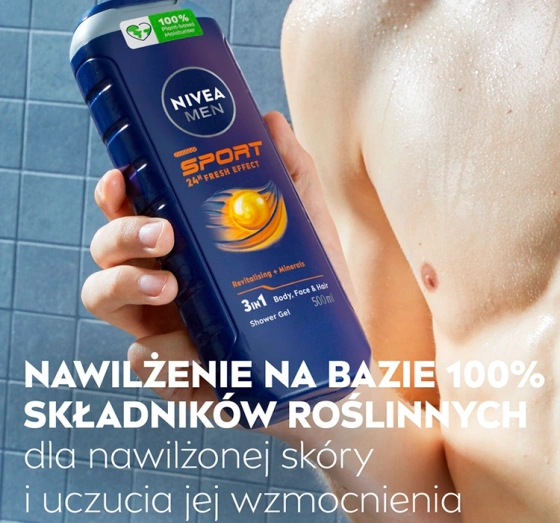 NIVEA MEN SPORT ГЕЛЬ ДЛЯ ТІЛА, ОБЛИЧЧЯ І ВОЛОССЯ 250МЛ