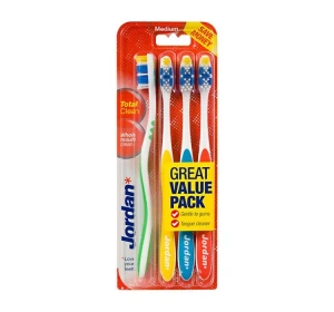 JORDAN TOTAL CLEAN 4-PACK ЗУБНЫЕ ЩЕТКИ MEDIUM
