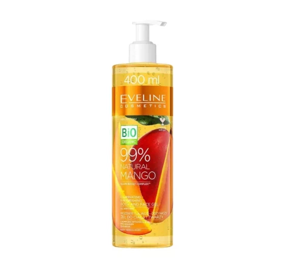 EVELINE BIO ORGANIC 99% NATURAL MANGO ГЕЛЬ ДЛЯ ТІЛА ТА ОБЛИЧЧЯ ОСВІТЛЕННЯ ТА ЖИВЛЕННЯ 400МЛ