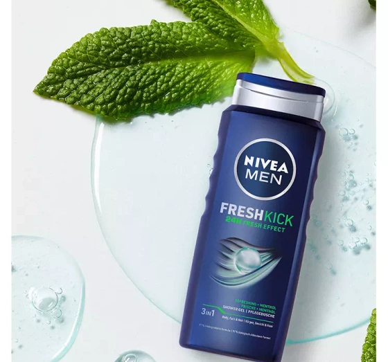 NIVEA MEN FRESH KICK ГЕЛЬ ДЛЯ МИТТЯ ТІЛА, ОБЛИЧЧЯ І ВОЛОССЯ 250МЛ