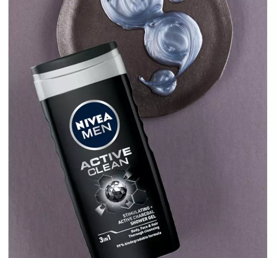 NIVEA MEN ACITVE CLEAN ГЕЛЬ ДЛЯ МЫТЬЯ ТЕЛА, ЛИЦА И ВОЛОС 250МЛ