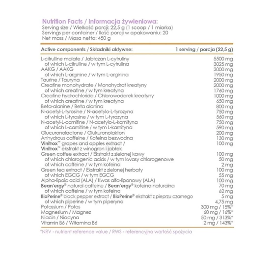 ALLNUTRITION ALLDEYNN POWERROSE ПРЕДТРЕНИРОВОЧНАЯ ДОБАВКА TROPICAL-ORANGE 450Г