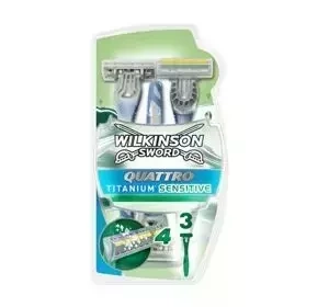 WILKINSON SWORD QUATTRO TITANIUM SENSITIVE ОДНОРАЗОВА БРИТВА ДЛЯ ГОЛІННЯ ДЛЯ ЧОЛОВІКІВ 3ШТ