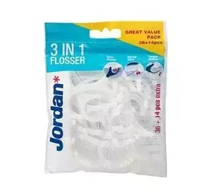 JORDAN 3IN1 FLOSSER ЗУБОЧИСТКИ С НИТЬЮ И СКРЕБКОМ