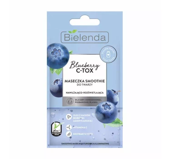 Натисніть на картинку, щоб її збільшити BIELENDA BLUEBERRY C TOX МАСКА SMOOTHIE ЗВОЛОЖУВАЛЬНО-ОСВІТЛЮВАЛЬНА 8Г