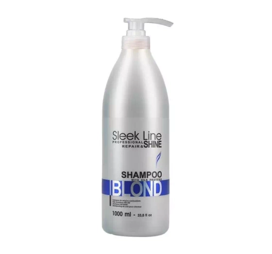 Нажмите на картинку, чтобы ее увеличить STAPIZ SLEEK LINE BLOND ШАМПУНЬ С ШЕЛКОМ ДЛЯ СВЕТЛЫХ СЕДЫХ И ОСВЕТЛЕННЫХ ВОЛОС 1Л