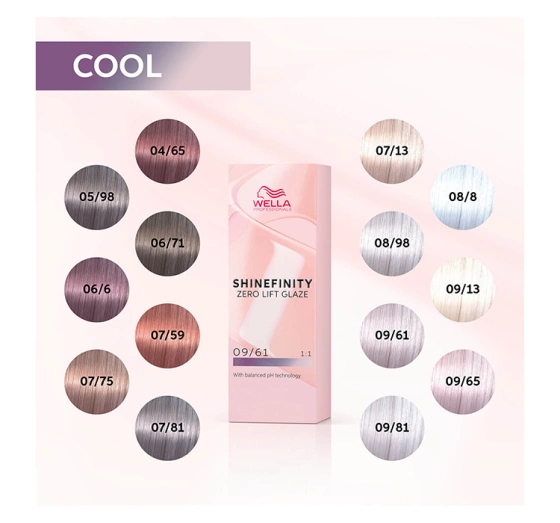 Натисніть на картинку, щоб її збільшити WELLA PROFESSIONALS SHINEFINITY НАПІВПЕРМАНЕНТНА ФАРБА ДЛЯ ВОЛОССЯ 09/81 60МЛ