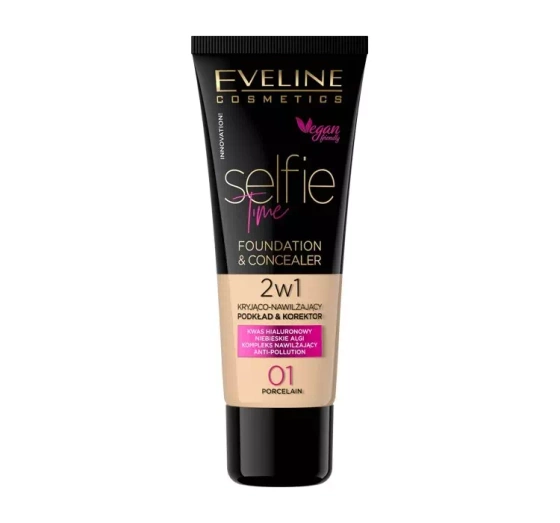 EVELINE SELFIE TIME УВЛАЖНЯЮЩЕЕ ТОНАЛЬНОЕ СРЕДСТВО И КОРРЕКТОР 01 PORCELAIN 30МЛ