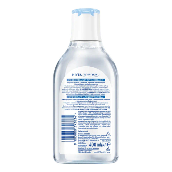 NIVEA MICELLAIR PŁYN МИЦЕЛЯРНАЯ ВОДА ДЛЯ УХОДА 400 МЛ