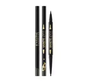 EVELINE VARIETE 2IN1 DOUBLE EFFECT ВОДОСТОЙКАЯ ПОДВОДКА И КАРАНДАШ ДЛЯ ГЛАЗ ULTRA BLACK