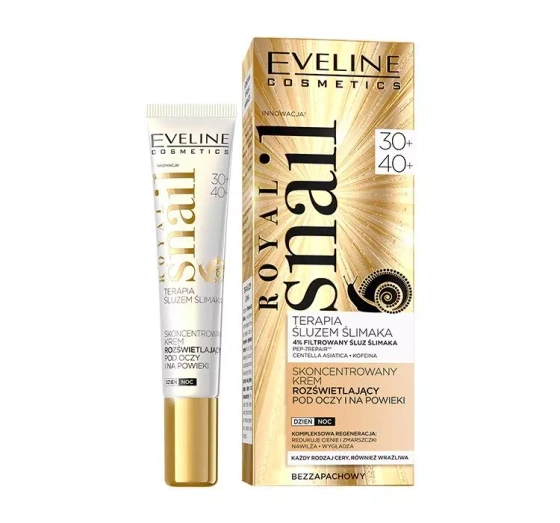 EVELINE ROYAL SNAIL ТЕРАПИЯ СО СЛИЗЬЮ УЛИТКИ ОСВЕТЛЯЮЩИЙ КРЕМ ПОД ГЛАЗАМИ 30+ 40+ ДЕНЬ/НОЧЬ 20МЛ