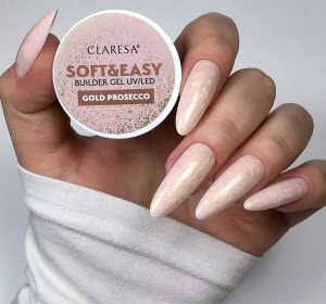 CLARESA SOFT & EASY ГЕЛЬ ДЛЯ НАРОЩУВАННЯ НІГТІВ UV/LED GOLD PROSECCO 45Г