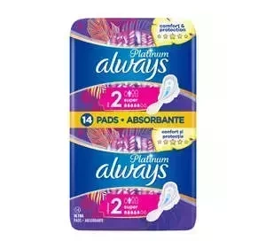 ALWAYS PLATINUM ГИГИЕНИЧЕСКИЕ ПРОКЛАДКИ С КРЫЛЬЦАМИ 2 SUPER 14 ШТУК
