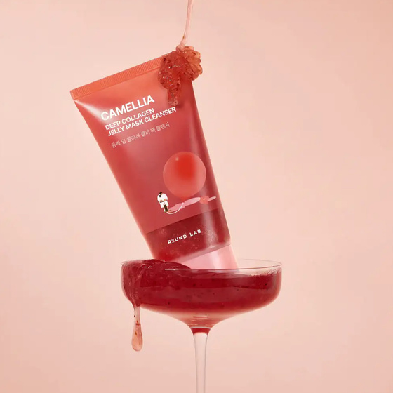 Round Lab Camellia Deep Collagen Jelly Mask Cleanser ніжний гель для вмивання обличчя з консистенцією желе 150 мл