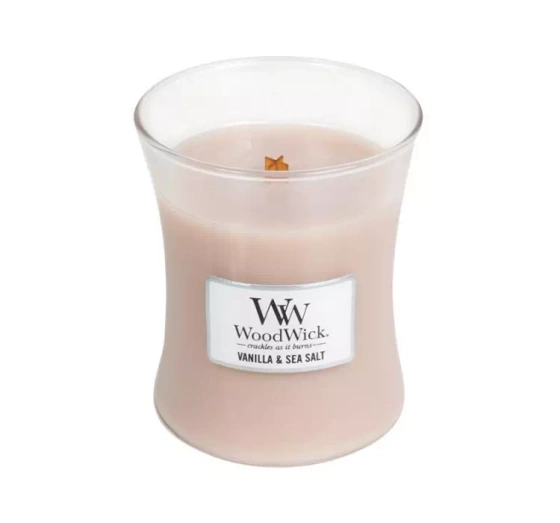 WOODWICK MEDIUM JAR CANDLE АРОМАТИЧНА СВІЧКА VANILLA & SEA SALT 275Г