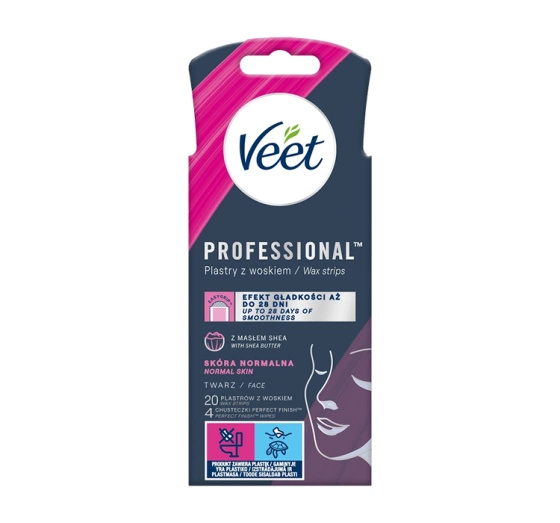VEET EASY-GEL ПЛАСТИРІ З ВОСКОМ ДЛЯ ДЕПІЛЯЦІЇ ОБЛИЧЧЯ НОРМАЛЬНА ШКІРА 20 ШТ