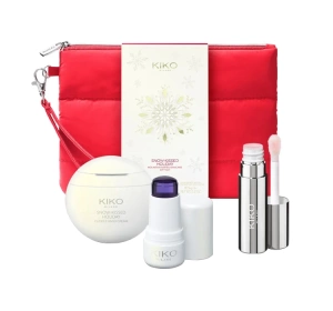 KIKO Milano Snow-Kissed Holiday Mountain Mates Skincare подарочный набор для ухода: крем для рук 50 мл + маска для губ 4 мл + стик для лица SPF50 6 г