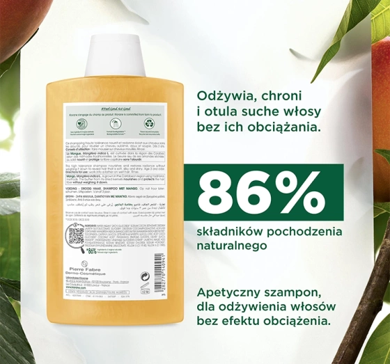 KLORANE ЖИВИЛЬНИЙ ШАМПУНЬ ДЛЯ СУХОГО ВОЛОССЯ МАНГО 400МЛ