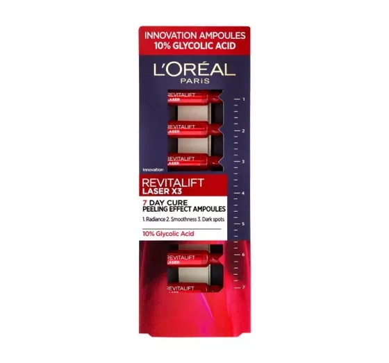 LOREAL REVITALIFT LASER X3 7-ДЕННИЙ ДОГЛЯД В АМПУЛАХ З ЕФЕКТОМ ПІЛІНГУ 7МЛ