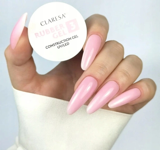 Нажмите на картинку, чтобы ее увеличить CLARESA RUBBER ГЕЛЬ ДЛЯ НАРАЩИВАНИЯ НОГТЕЙ UV/LED 3 45Г