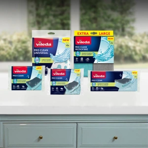 Vileda Pro Clean профільована кухонна губка з ферментами 3 штуки
