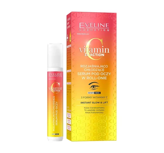 EVELINE VITAMIN C 3X ACTION ОСВІТЛЮВАЛЬНА ТА ОХОЛОДЖУВАЛЬНА РОЛИКОВА СИРОВАТКА ПІД ОЧІ 15МЛ