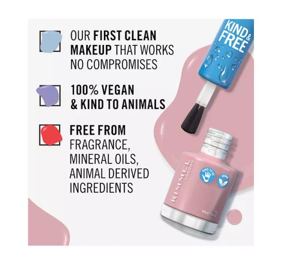 RIMMEL KIND & FREE ВЕГАНСЬКИЙ ЛАК ДЛЯ НІГТІВ 154 MILKY BARE 8МЛ