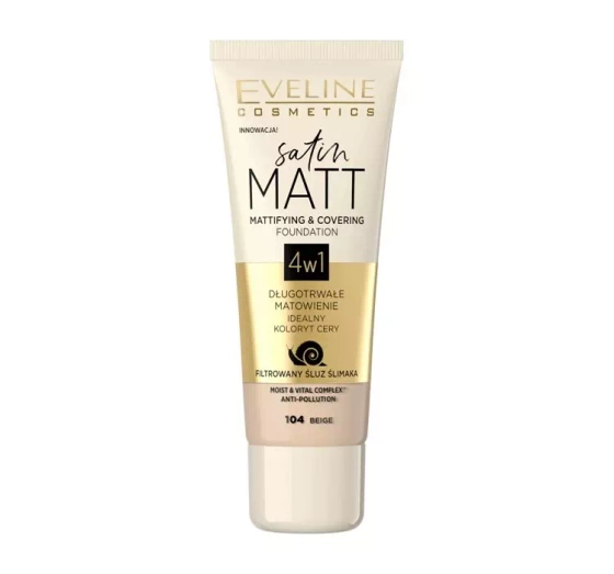 EVELINE SATIN MATT МАТИРУЮЩЕЕ ТОНАЛЬНОЕ СРЕДСТВО 104 BEIGE 30МЛ