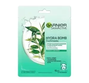 GARNIER HYDRA BOMB GREEN TEA НОРМАЛІЗУЮЧА ТКАНИННА МАСКА З ЕКСТРАКТОМ ЗЕЛЕНОГО ЧАЮ І ГІАЛУРОНОВОЮ КИСЛОТОЮ 28Г