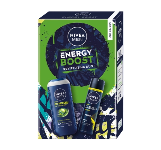Нажмите на картинку, чтобы ее увеличить NIVEA MEN Energy Boost набор для мужчин: гель для душа + антиперспирант-спрей