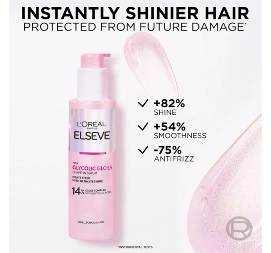 LOREAL ELSEVE GLYCOLIC GLOSS СИРОВАТКА БЕЗ ЗМИВАННЯ ДЛЯ МАтОВОГО ТА ЖОРСТКОГО ВОЛОССЯ 150 МЛ