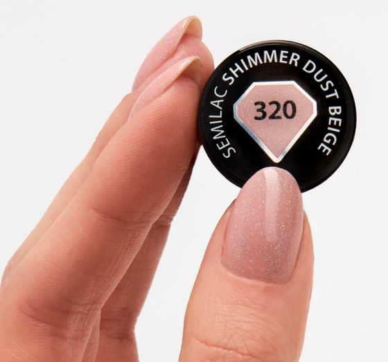 Натисніть на картинку, щоб її збільшити SEMILAC SHIMMER DUST ГІБРИДНИЙ ЛАК UV 320 SHIMMER DUST BEIGE 7МЛ