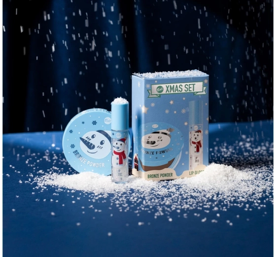 Нажмите на картинку, чтобы ее увеличить Bell XMAS Set 1 набор блеск для губ 01 Frosted Fantasy 4.2 г + бронзирующая пудра 01 Icy Mocha 9 г