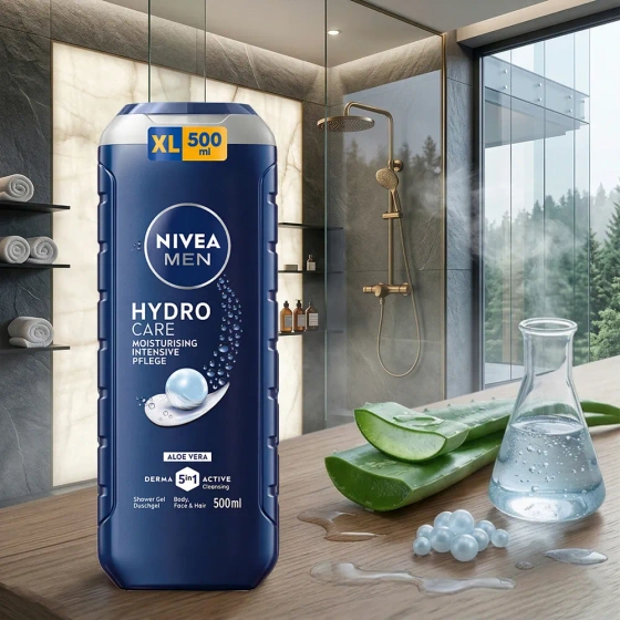 Нажмите на картинку, чтобы ее увеличить NIVEA MEN Hydro Care увлажняющий гель для душа из алоэ 5в1 500 мл